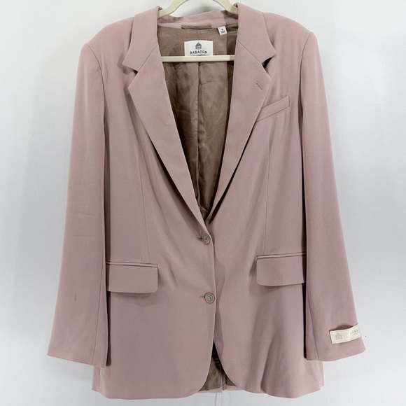 Aritzia Babaton Agency Blazer Pink Single Breasted Longline Oversized Medium - Picture 2 of 8